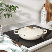 Salter BW13772C Chester 2.8L Shallow Cast Iron Casserole Pot 30 cm, Cream