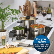 Salter BW14354 Stack-In Stainless Steel 3 Piece (16 / 22 / 24 cm) Stockpot Set