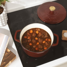 Salter BW13771R Chester 3.4L Cast Iron Casserole Pot 24 cm, Red