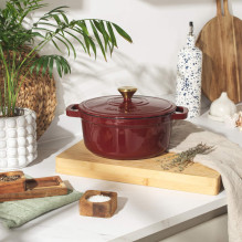 Salter BW13771R Chester 3.4L Cast Iron Casserole Pot 24 cm, Red
