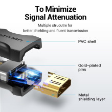 Adapteris - Vention HDMI Moteriškas į Moterišką Jungtį 60Hz 18Gbit / s Juodas