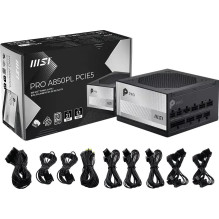 Maitinimo Šaltinis - MSI PRO A850PL 850W 80 PLUS Platinum Pilnai Modulinis Juodas Maitinimo Šaltinis - MSI PRO A850PL 850W 80 PLUS Platinum Pilnai Modulinis Juodas