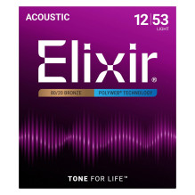 Akustinės Gitaros Stygų Rinkinys - Elixir 11050 Light 0.012-0.053 80 / 20 Bronzinės Stygos