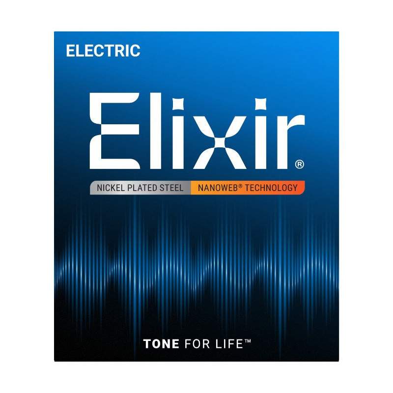 Elektrinės gitaros stygos - Elixir 12102 Medium 11-49 Nikelio Apvija Korozijai Atspari Spalva