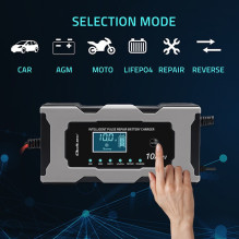 Baterijų Įkroviklis - Qoltec 52493 12V 10A AGM GEL LiFePO4 LCD Ekranas Juodas