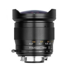 Kameros Objektyvas - TTArtisan 11mm F2.8 Fisheye Objektyvas, 180° Matymo Kampas, Metalinė Korpusas, Juoda