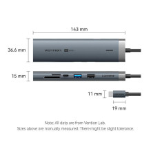 NB ACC įkrovimo stotelė 9in1 / USB-C 0.15M TGVHB VENTION NB ACC įkrovimo stotelė 9in1 / USB-C 0.15M TGVHB VENTION