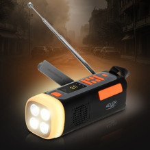 Adler AD 1920 Emergency radio Solar panel / Crank / Powerbank 4500 mAh Black Adler AD 1920 Emergency radio Solar panel / Crank / Powerbank 4500 mAh Black