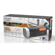 Adler AD 1920 Emergency radio Solar panel / Crank / Powerbank 4500 mAh Black Adler AD 1920 Emergency radio Solar panel / Crank / Powerbank 4500 mAh Black