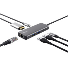„Trust Dalyx“ – 6 viename USB-C kelių prievadų adapteris, 1000 Mb/s (sidabrinis)