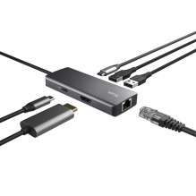 „Trust Dalyx“ – 6 viename USB-C kelių prievadų adapteris, 1000 Mb/s (sidabrinis)
