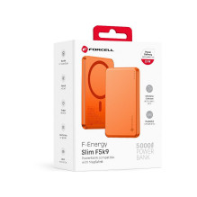 Powerbank compatible with MagSafe Forcell F-Energy Slim F5K9 QC4.0 PD3.0 15W 5000 mAh orange