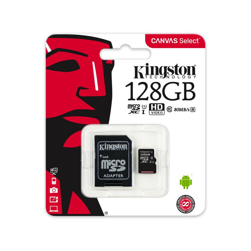 Kingston Universal 128GB micro SDXC Canvas Select Class 10 UHS-I + SD adapter