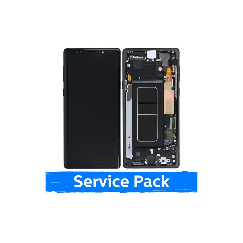 Ekranas skirtas Samsung N960 Note 9 su rėmeliu / Midnight Black / (Service Pack)