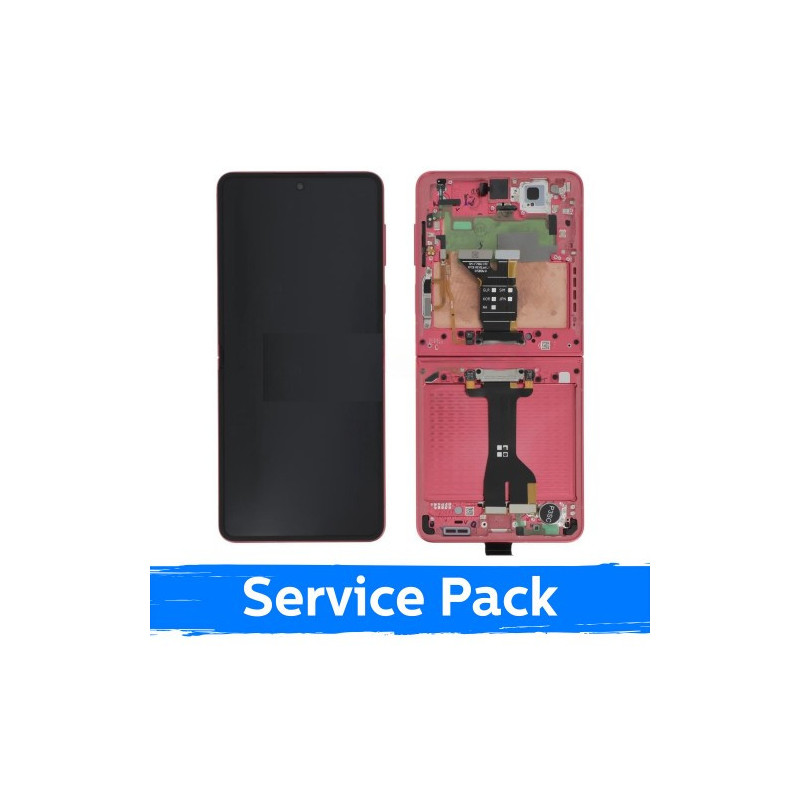 Ekranas skirtas Samsung F766 Z Flip7 (INNER) su rėmeliu / Coral Red / (Service Pack)
