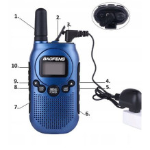 Vaikų Walkie Talkie - Baofeng BF-T6 8 Kanalai, 3 km Nuotolis, USB Įkrovimas, Panda Mėlyna