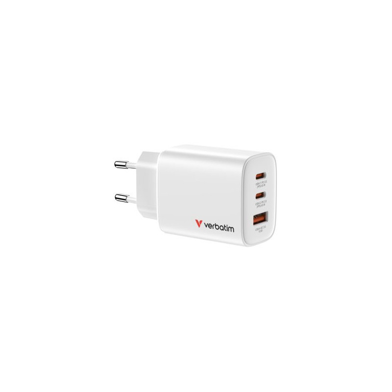 Charger Verbatim Essentials GaN Wall Charger 65W 3 Port White