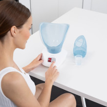 Facial Steamer - Medisana DS 400 Adjustable Steam Timer LED Display Automatic Shutoff Blue White