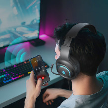 Słuchawki gamingowe QCY Heroad V200 Tri-Mode z dźwiękiem 7.1 baterią 240 h i odczepianym mikrofonem - czarne