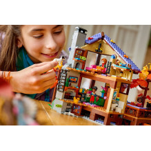 Žaislų statybų rinkinys - LEGO Friends 42705 Cozy Fall Forest Cabin 1229 dalys, 4 mini figūrėlės, 320 mm plotis, daugias