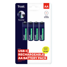 Baterija - Trust 25631 Įkraunama AA 1700 mAh 800 Ciklų 4-Paketas