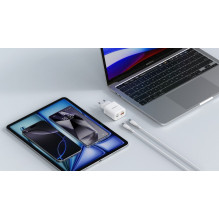 Phone charger VEGER USB A + Type C PD Super Charge PPS 45W + data cable Type C to C 100W TR101 white