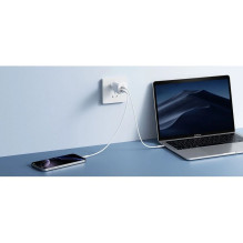 Phone charger VEGER USB A + Type C PD Super Charge PPS 100W + data cable Type C to C 240W TR150 white