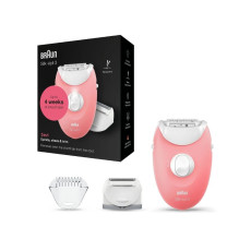 Epilatorius - Braun Silk-épil 3 SE3-277, 40 MicroGrip Žnyplės, Belaidis, Balta ir Rožinė