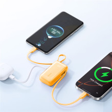 „Joyroom JR-PR2“ 35 W 10000 mAh išorinė baterija su integruotu USB-C ir „Lightning“ laidu – oranžinė