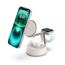 Belkin UltraCharge Pro 25w Qi2 3in1 magnetinis įkroviklis, smėlio spalvos