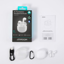 „Joyroom JR-FB1 Funpods“ belaidės „Bluetooth 6.0“ į ausis įdedamos TWS ausinės su dirbtinio intelekto funkcijomis – balt