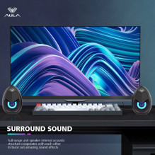 Aula N-69 Stylish Compact PC / Notebook 2.0 10W Stereo Speakers 3.5mm + USB RGB + Remote Black