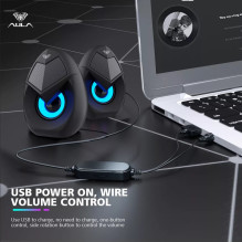 Aula N-69 Stylish Compact PC / Notebook 2.0 10W Stereo Speakers 3.5mm + USB RGB + Remote Black