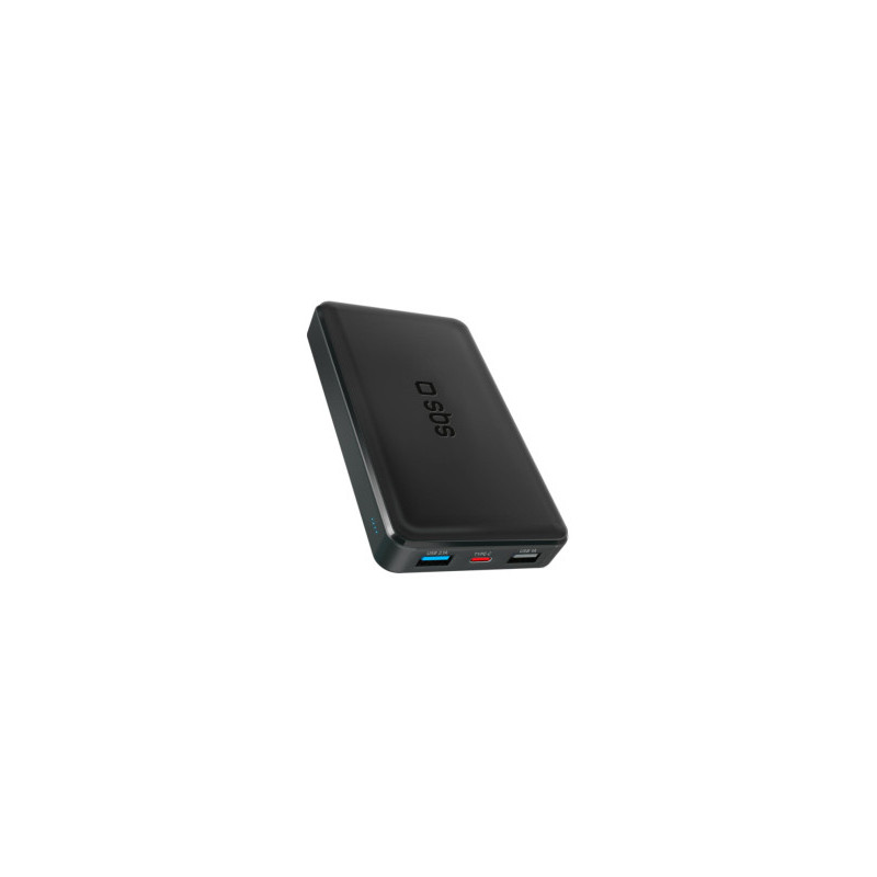 Enerģijas krātuve SBS 10000mAh 10W Black USB 2.1A 10W, USB 1A 5W, USB-C 2.1A