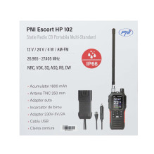 Portable CB radio station PNI Escort HP 102, multi standard, 4W, 12V, AM-FM, NRC, Dual Watch, Roger Beep, adjustable ASQ