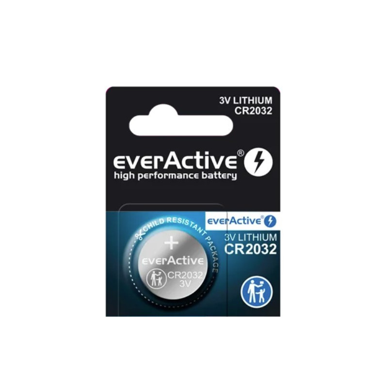CR2032 ličio baterija 3V „everActive“ - 1 vnt.