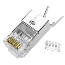 Connector EZ RJ45 (EZ-RJ45 and Easy type) shielded for STP FTP CAT7 CAT6A LAN cable, Pass Through