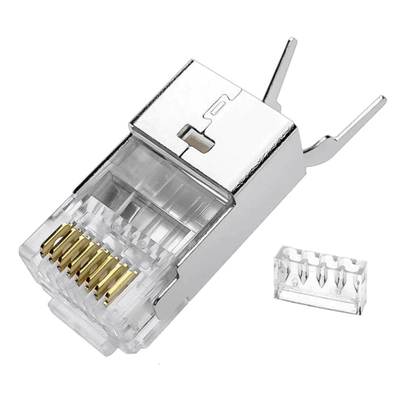 Ekranuota EZ RJ45 jungtis (EZ-RJ45 ir „Easy“ tipo), skirta STP FTP CAT7 CAT6A LAN kabeliui, perėjimo per jungtį