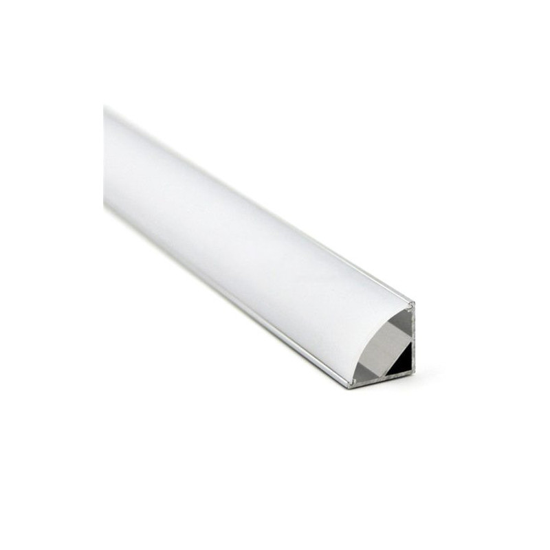 Bousval Électrique™, Corner LED strip profile, AL+PC, 1m, with frosted diffuser