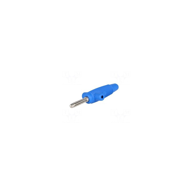 Kištukas, 4 mm bananinis, 30A, 60VDC, mėlynas, 3m9, 2.5 mm2, Tvirtinimas: ant kabelio