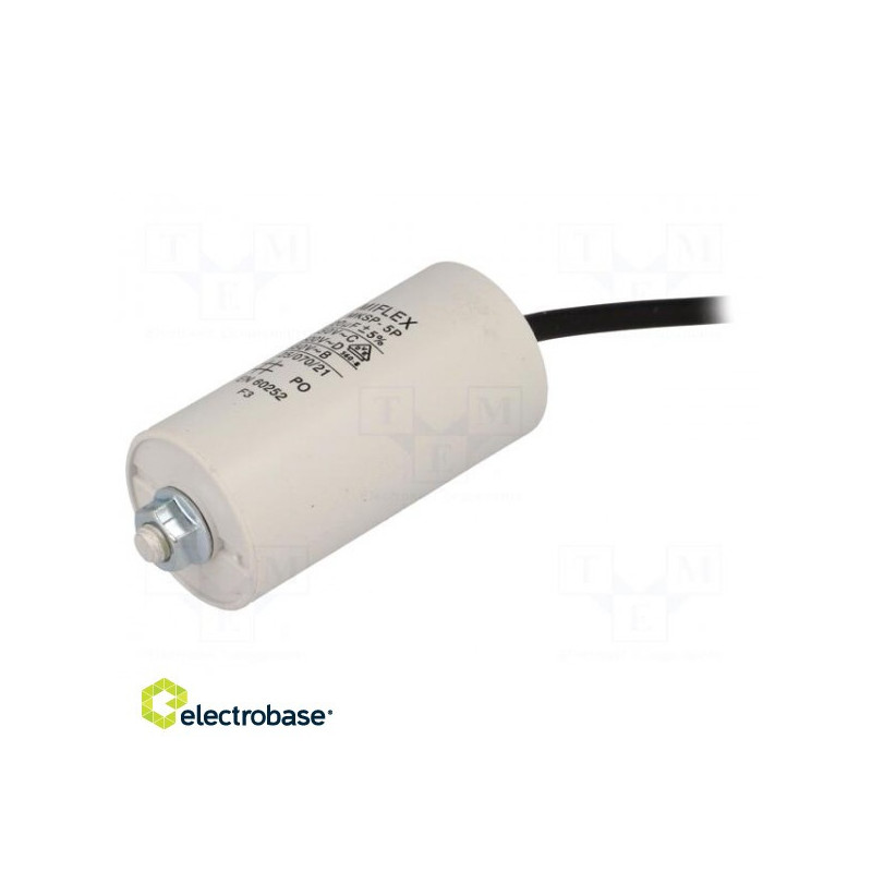 Kondensatorius: variklio, darbinis, 20uF, 450V, Ø40x78mm, -25÷70°C, ±10%, W: 5