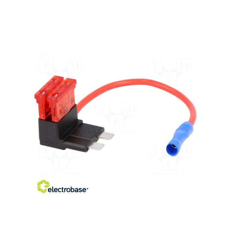 Distributor, automotive ATO, 10A, fuses x2, 1mm2, Color: black