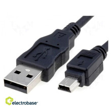 Kabelis, USB 2.0, USB A kištukas, USB B mini kištukas, 0,15 m, juodas, „Canon“
