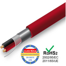 Priešgaisrinės apsaugos sistemų kabelis PRO BASE - 1x2x1,50, raudonas, 100 m, CPR klasė - B2ca
