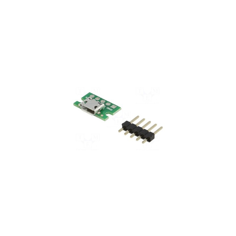 Module: adapter, USB B micro, pin strip, USB Micro-B