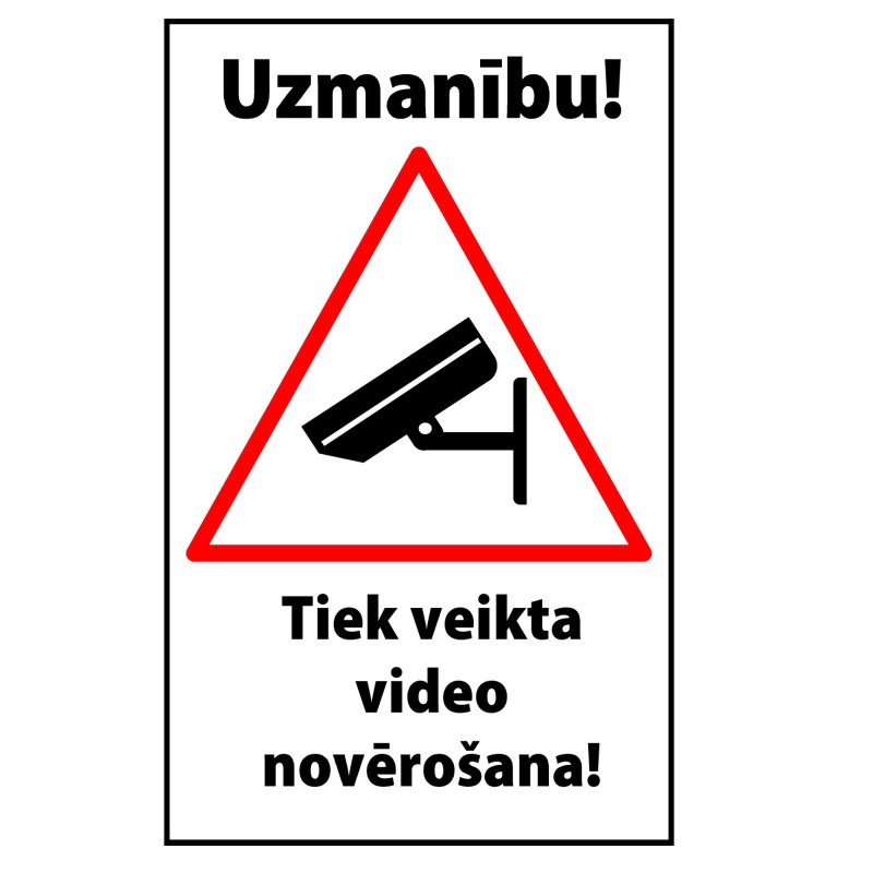 Sticker covered with laminate. Attention! Video surveillance is underway!, 20x12cm