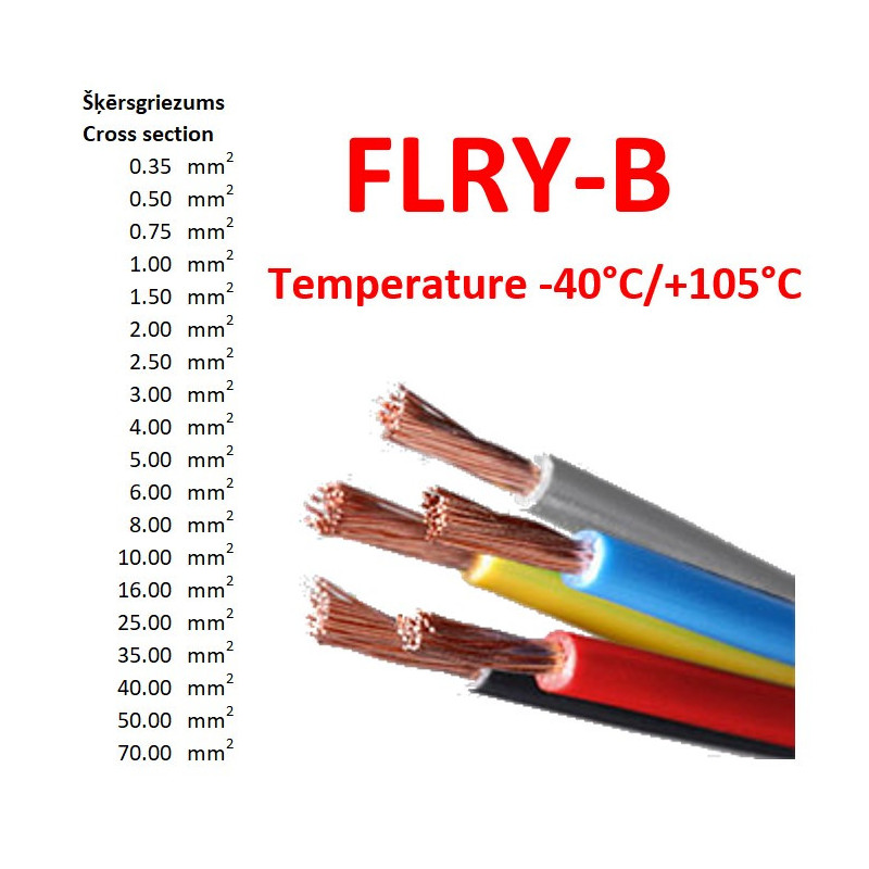 Montavimo kabelis FLRY-B Cu 2,5 mm2 PVC mėlynas 60 V 100 m 5 klasė