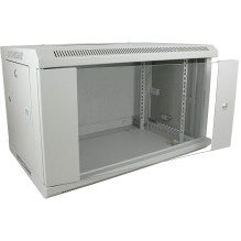 6U 19\'\' prie sienos montuojama spintelė / 600 x 600 x 368 mm / Pilka / Nesurinkta