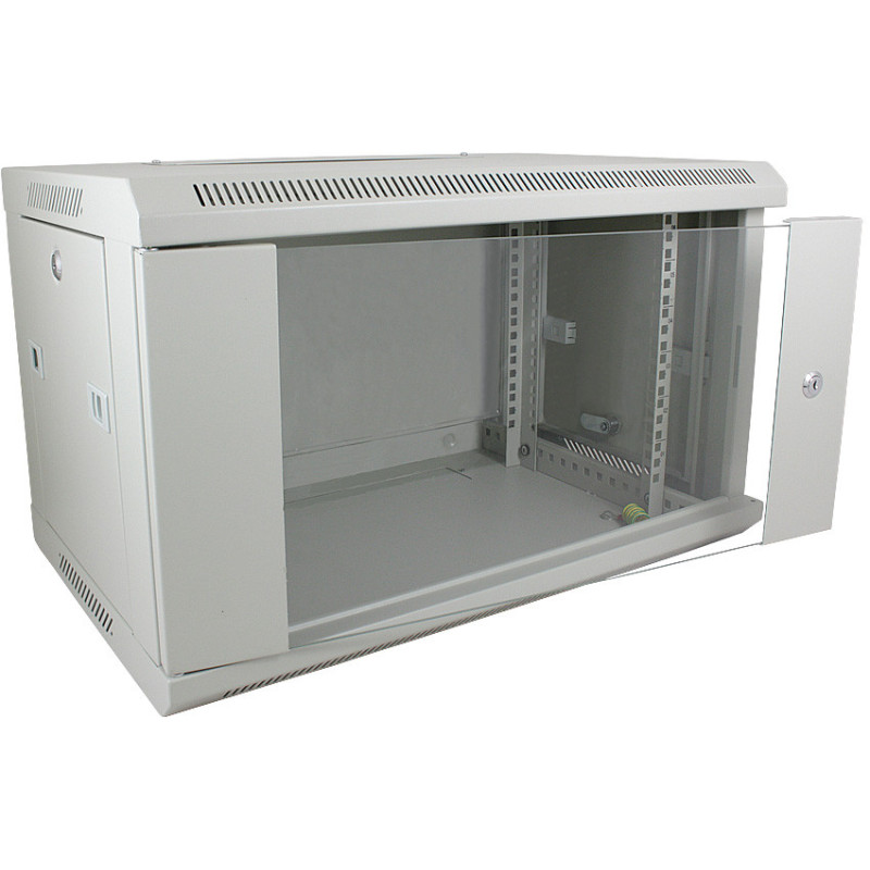 6U 19\'\' prie sienos montuojama spintelė / 600 x 600 x 368 mm / Pilka / Nesurinkta