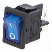 ROCKER, DPST, Position:2, OFF-ON, 6A / 250VAC, blue, neon lamp 250V, 50m10